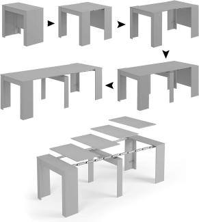 Dmora Multifunktionaler ausziehbarer Konsolentisch, Farbe Betongrau, Maße 90 x 78 x 51 cm