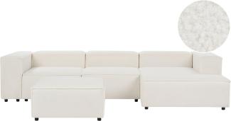 3-Sitzer Ecksofa Bouclé weiß linksseitig mit Ottomane APRICA