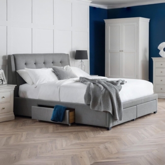 Julian Bowen Fullerton Bett mit 4 Schubladen, grau, Doppelbett