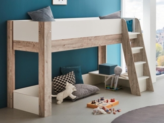 Hochbett »Bente« Eiche Sand / Weiß, Arthur Berndt