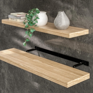 Casaria Wandregal mit Halterung, MDF, Eiche / Natur, 90 x 23 x 3,8cm