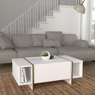 Couchtisch Tavak 104 x 60 x 38 cm Weiß/Gold [en. casa]