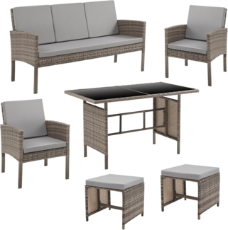 SVITA Gartenlounge-Set DENVER, (Gartenmöbel-Set), Essgruppe, Rattan, Inkl. Kissen