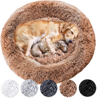 Wahre Tierliebe Hundebett Donut - Das Original - waschbar [XL 120cm, braun] Hundekissen, Hundekorb, Flauschiges Hundebett für große, mittelgroße & kleine Hunde - Dog Bed