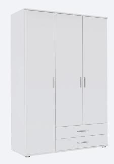 Rauch Möbel Rasant, Schrank Drehtürenschrank inklusive 4 Schubladen, 3-türig, Zubehörpaket Basic 2 Einlegeböden, 1 Kleiderstange, Weiß, 52 x 127 x 188 cm