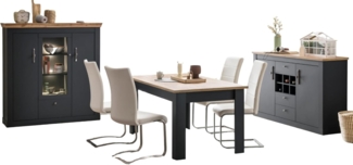 Esszimmer Set Ribera in grau und Eiche Wotan Landhaus