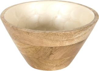 HOME DECO FACTORY, KA0655, Schüssel aus natürlichem Mangoholz, Modell Nerina, Elegantes und modernes Design, ideal für Salate und Vorspeisen, Durchmesser 15 cm, beige-braune Farbe