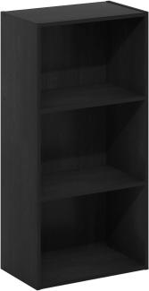 Furinno Luder Bücherregal mit 3 Ebenen, Holz, Schwarzholz, 3-Tier