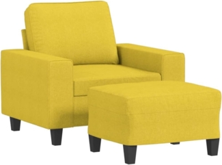 vidaXL Sessel mit Hocker Hellgelb 60 cm Stoff 3201148