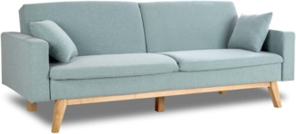 Don Descanso, Reine 3-Sitzer-Schlafsofa, Stoffpolsterung, Farbe Grün, Buch- oder Clic-Clac-Öffnungssystem, Sofagröße: 201 x 73 x 79 cm, Bettgröße: 201 x 99 x 42 cm, inklusive 2 Kissen