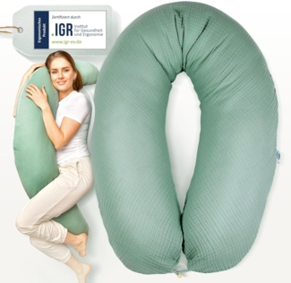sei Design XXL Stillkissen Musselin Bezug 190x30 Stillkissenbezug 100% Bio-Baumwolle Schwangerschaftskissen Seitenschläferkissen Komfortkissen Erwachsene Babynestchen Neugeborene Baby Kissen