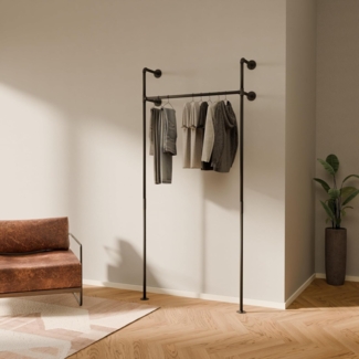pamo. design Kleiderständer offener Kleiderschrank KIM, Garderobenständer im Industrie Design zur Wandmontage