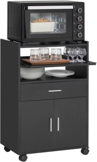 SoBuy Küchenwagen FSB09/FRG241, Küchenschrank Rollschrank Mikrowellenschrank mit Ablagen und 2 Türen