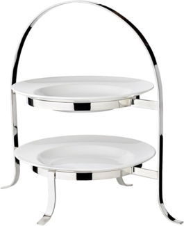 EDZARD Etagere Sina, Edelstahl, Tellerhalter, 2 Etagen,schwerversilbert, H 33 cm