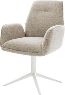 Drehstuhl Zoa-Flex Webstoff Soft Beige Fußkreuz Weiß 360° drehbar Wippfunktion Taschenfederkern