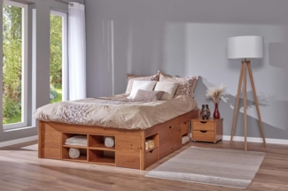 Funktionsbett | Stauraumbett | Bett mit Schubladen |Kiefer massivholz| Farbe braun lackiert |Für Erwachsene, Kinder, Jugendliche | Doppelbett | Bett mit Rost | Till Bett 180x200 cm