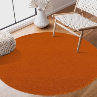 Sanat Teppich Uni, rund, Höhe: 13 mm, robuster Kurzflorteppich, große Farbauswahl, Wohnzimmer, alle Räume