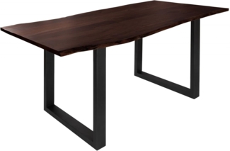 Massivmoebel24 Baumkantentisch FREEFORM (Baumtisch Akazie 180 x 90 x 76 braun Beine anthrazit matt FREEFORM 3)