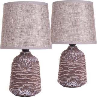 BRUBAKER Tischleuchte Nachttischlampe Steinoptik, Tischlampe, Ohne Leuchtmittel, Keramikfuß - moderne Stein Tischlampe