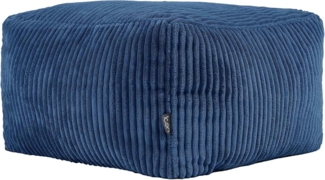Icon Amara Hocker, Denimblau, Flauschiger Cord Stoff, Sitzsack Cord, Sitzpuff Hocker mit Füllung, Fußhocker für das Wohnzimmer, Deko Wohnzimmer
