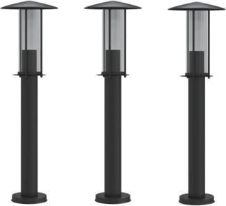 vidaXL Wegeleuchten 3 Stk. Schwarz 60 cm Edelstahl 4006354