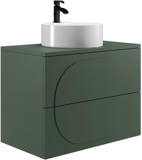 Vente-unique - Badmöbelset Hängeschrank + Aufsatzwaschbecken rund - Grün - 80 cm - VUTOMA