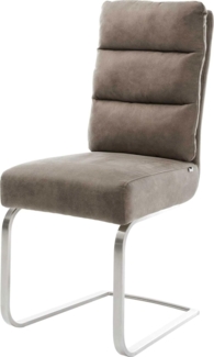 Stuhl Pela-Flex Freischwinger flach Edelstahl Vintage Taupe