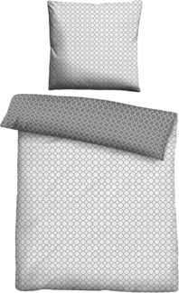 biberna 0636045 Mako-Satin Bettwäsche GRAFIK - MIX & MATCH, sturmgrau, 1x 155x200 cm + 1x 80x80 cm