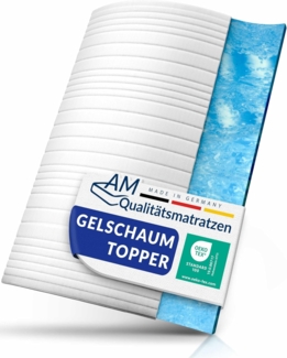 AM Qualitätsmatratzen, Topper für Boxspringbetten H2, Gelschaum-Topper mit 4-seitiger Reißverschluss, 6 cm hoch, Gelschaum, 80x200 cm