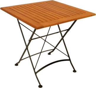 DEGAMO Gartentisch HOFGARTEN (1-St), 75x75 cm quadratisch, Stahl schwarz + Eukalyptus, klappbar