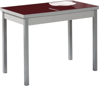 ASTIMESA Küchentisch, Metall Glas Holz, Burgunderrot, 90x50 cm