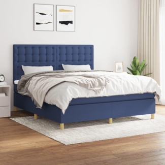 vidaXL Boxspringbett mit Matratze Blau 180x200 cm Stoff 3142679