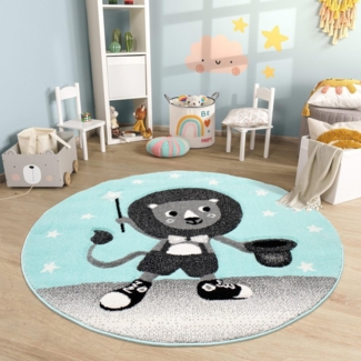 Carpet City Kinderteppich Bueno Kids 9378, rund, Höhe: 11 mm, Spielteppich, Löwe, Boot, 3D-Effekt, Weicher Flor, Pflegeleicht