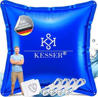 KESSER® Poolkissen Winter | Poolabdeckung mit Doppelnaht Whirpools | Luftkissen Pool Abdeckung Überwinterung | Abdeckung Einbaupools Winter | PVC wasserdicht & UV-beständig mit 4x Seile Blau, Quadrat, 4 Stück - 120 x 120cm