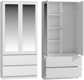 Oggi Schrank Lugo 90 cm Weiß Schwebetürschrank Möbel Schlafzimmer Kleiderschrank Modern Stauraum Neu