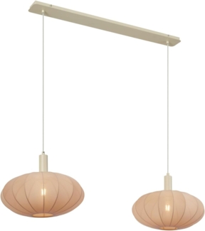 Qazqa Pendelleuchte Bida, ohne Leuchtmittel, E27, Beige, Japandi, Textil, 2-flammig