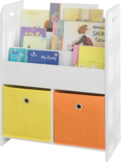 SoBuy KMB27-W Kinder Bücherregal mit 3 Ablagefächern und 2 Stoffboxen, weiß