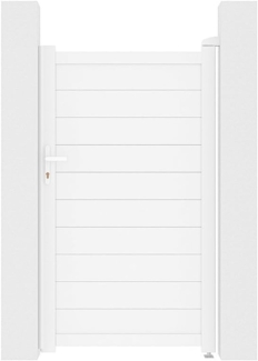 Vente-unique - Gartentor Flügeltor - 103x181 cm - voll - Aluminium - Weiß - NAZARIO