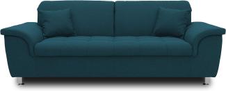 DOMO Collection Sofa Franzi, Sitzer Couch, 2,5er Garnitur mit Nackenfunktion, Polstergarnitur, türkis, 210x105x81 cm