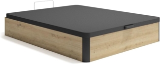 Vente-unique - Bettgestell mit Bettkasten - 160 x 200 cm - Holzfarben hell & Schwarz - NAMOSI von YSMÉE