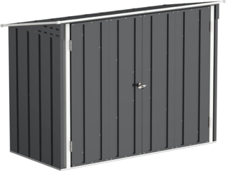 Duramax Fahrradschuppen für 2, Fahrradgarage mit komplett breiten, abschließbaren Doppeltüren, Lagerschuppen aus Metall, Gartenschuppen Fahrräder, Fahrradaufbewahrung, fahrradbox, Anthrazit