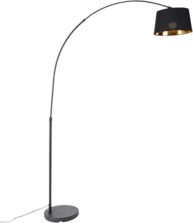 Qazqa Stehlampe Arc, LED wechselbar, E27, Schwarz, Modern, Stahl, 1-flammig