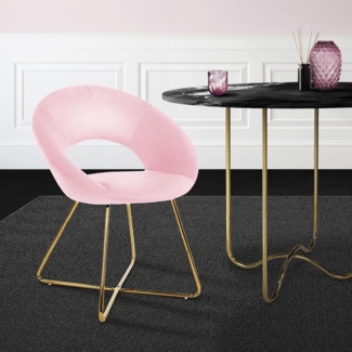 ML-DESIGN Stuhl Samtstuhl Esszimmerstuhl & Wohnzimmerstuhl mit goldenen Metallbeinen (1 St), Design Lounge Polsterstuhl 2er Set Clubsessel Esstisch Samt Rosa