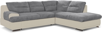 Mivano Ecksofa Coast / Große Sofagarnitur in L-Form mit Ottomane rechts / 264 x 88 x 217 / Materialmix: Grau/Beige