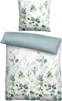 biberna Tencel Bettwäsche FLORAL, aqua, 1 x 155 x 220 cm + 1 x 80 x 80 cm