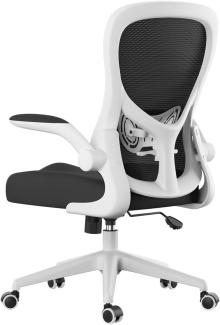 Hbada Bürostuhl Ergonomischer Schreibtischstuhl Drehstuhl mit klappbaren Armlehnen Verstellbare Lordosenstütze Mesh Computerstuhl Arbeitsstuhl leicht Stuhl Weiß