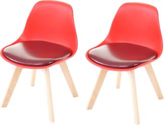 2er-Set Kinderstuhl HWC-E81, Kinderhocker Stuhl Kindermöbel Kinderzimmer, 55 x 38 x 39 cm ~ Kunstleder, rot