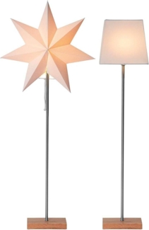 Stehlampe Moa, 3D Papierstern, Holz, Metall