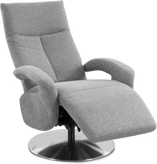 CAVADORE TV-Sessel Tirol / Fernsehsessel mit manuell verstellbarer Relaxfunktion / 74 x 112 x 82 / Strukturstoff: Hellgrau