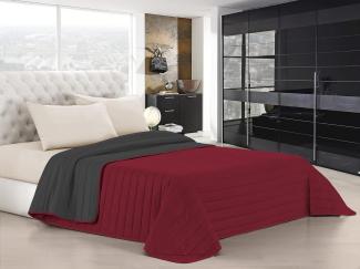 Italian Bed Linen Elegant Sommer Steppdecke bordeaux/dunkel grau, 100% Mikrofaser, 260x270 cm
